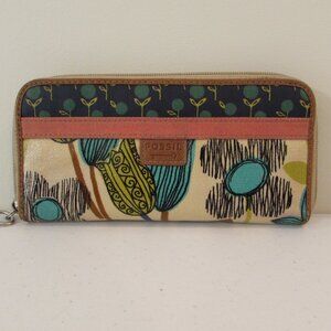 Fossil Key-Per Floral Zip Wallet *FLAW*